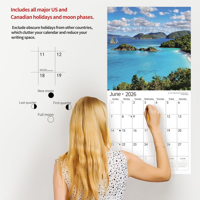 windrio 2026 Wall Calendar,Calendar 2026, November 2025 - December 2026, Wall Calendar Ocean Beaches, 12" x 24" Opened,Full Page Months Thick & Sturdy Paper for Calendar Organizing & Planning - Image 5